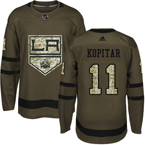 Herren Los Angeles Kings Eishockey Trikot Anze Kopitar #11 Authentic Grün Salute to Service